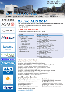 Baltic ALD 2014 - Atomic Layer Deposition