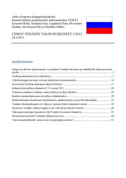 Venäjän talousnäkymät 1/2012 - Kansainvälisten markkinoiden