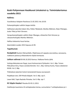 Toimintakertomus 2013 - Keski-Pohjanmaan Haukkuvat Lintukoirat ry
