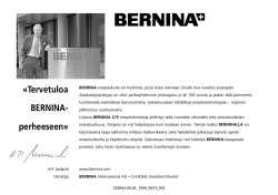 «Tervetuloa BERNINA- perheeseen» - webtuning
