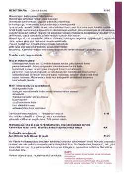 MESOTERAPIA (kasvot, kaula) 110 € Mesoterapia