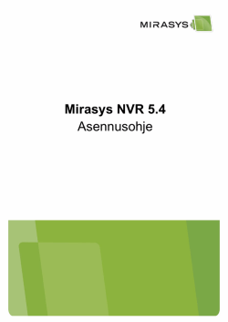 Mirasys NVR 5.4 Installation Guide