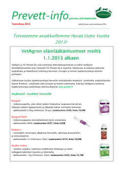 Prevett-info tammikuu 2013