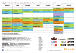Ryhmäliikunta-aikataulu Kesä 26.5.–24.8.2014