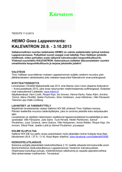 Tiedote 11/09/13 Lappeenranta