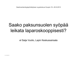 Gastroenterologiayhdistyksen syyskokous Kuopio 19.–20.9.2013