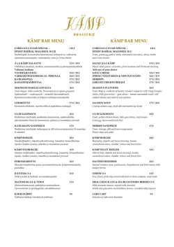 Kämp Bar menu - Brasserie Kämp