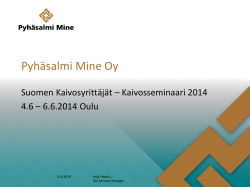 Pyhäsalmi Mine Oy, Site Services Manager Anja Pekkala