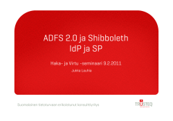 ADFS 2.0 ja Shibboleth IdP ja SP