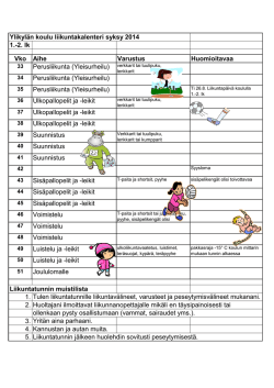 Ylikylän koulu liikuntakalenteri syksy 2014 1.