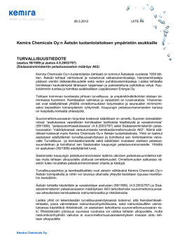 Finnish Chemicals Oy:n Äetsän tuotantolaitoksen ympäristön