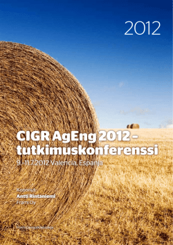 CIGR AgEng 2012 – tutkimuskonferenssi