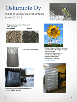 Ulkolintutuotteet kausi 2014-15 tuotekuvasto