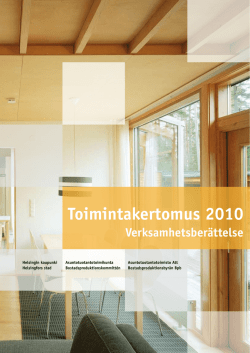 Toimintakertomus 2010 - Helsingin Asuntotuotantotoimisto
