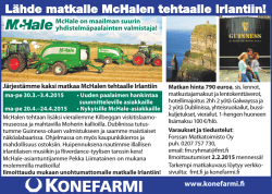 L&auml;hde matkalle McHalen tehtaalle Irlantiin!