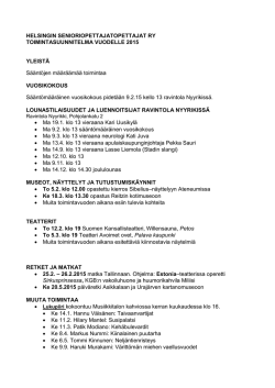 Toimintasuunnitelma 2015 - Helsingin Senioriopettajat Ry