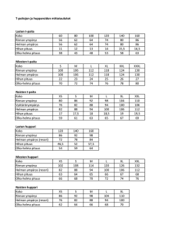 T-paitojen ja huppareiden mittataulukot Lasten t