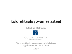 Kolorektaalisyövän esiasteet - Suomen Gastroenterologiayhdistys ry