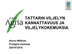 Tattarin viljelyn kannattavuus ja viljelykokemuksia 14.4.2011