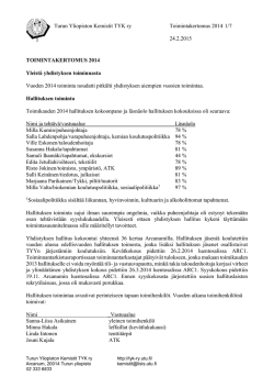 Turun Yliopiston Kemistit TYK ry Toimintakertomus 2014 1/7 24.2
