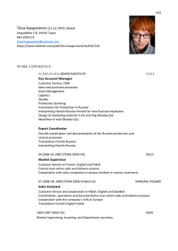 Tiina Haapaniemi (11.12.1972, Kemi) WORK