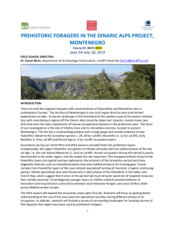 prehistoric foragers in the dinaric alps project, montenegro