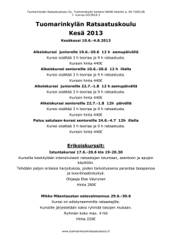 Tuomarinkylän Ratsastuskoulu Kesä 2013