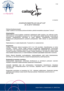 Cailap Cup 25.10.2014 Infokirje