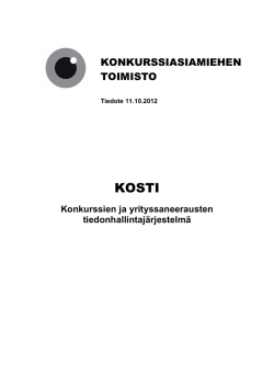 Ennakkotietoa Kostista / Tiedote 11.10.2012