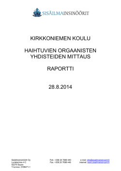 Haihtuvien orgaanisten yhdisteiden mittaus 28.8.2014