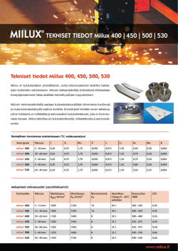 Tekniset tiedot Miilux 400/450/500/530