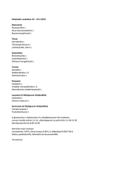 Helykodin ruokalista 16 – 22.2.2015 Maanantai Piparjuuriliha L
