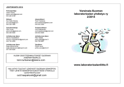Varsinais-Suomen laboratorioalan yhdistys ry 2/2014 www
