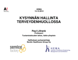 kysynnän hallinta terveydenhuollossa - HEMA - Aalto