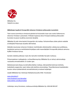 SBMatkat Oy TIEDOTE 9.4.2014 SBMatkojen kyydissä Vironperälle