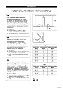 Bruksanvisning / Käyttöohje / Instruction Manual