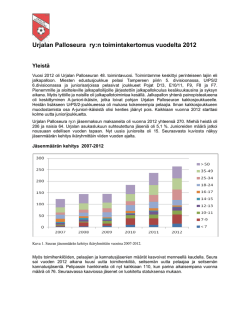 Urjalan Palloseura ry:n toimintakertomus vuodelta 2012