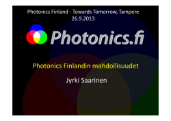 Jyrki Saarinen Photonics Finlandin mahdollisuudet