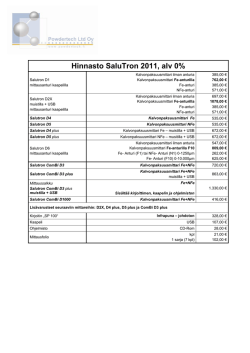 Hinnasto SaluTron 2011, alv 0%