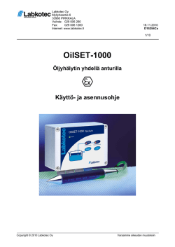 OilSET-1000: Käyttö- ja asennusohje (kytkentärasia)