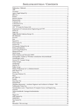 Sis&auml;llysluettelo / Contents