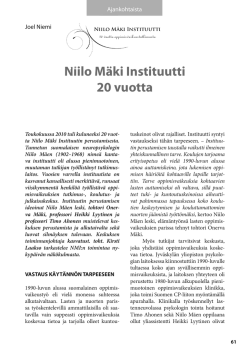 Niilo M鋕i Instituutti 20 vuotta - NMI