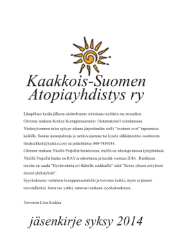Jäsenkirje syksy 2014 Kaakkois-Suomi (pdf)