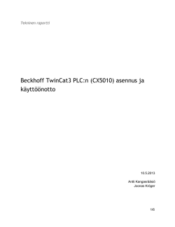 Beckhoff TwinCat3 PLC:n (CX5010) asennus ja käyttöönotto