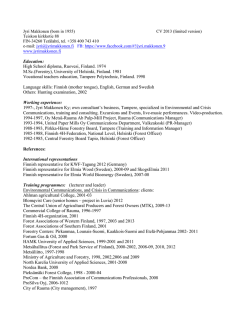 Education: High School diploma, Ruovesi