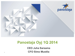 Q1 2014 Panostaja: toimialaesittelyssä Vindea Oy