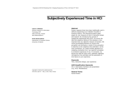 Subjectively Experienced Time in HCI