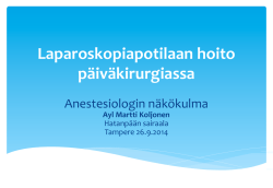 Martti Koljonen:Anestesiologin näkökulma