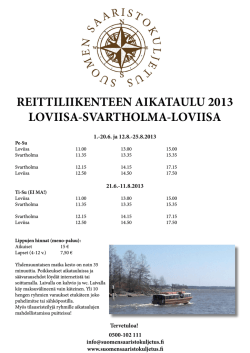 reittiliikenteen aikataulu 2013 loviisa-svartholma-loviisa