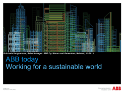ABB today Working for a sustainable world
